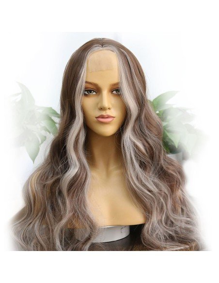 ⭐ Peluca Balayage Cosplay kanekalon degradee Ceniza