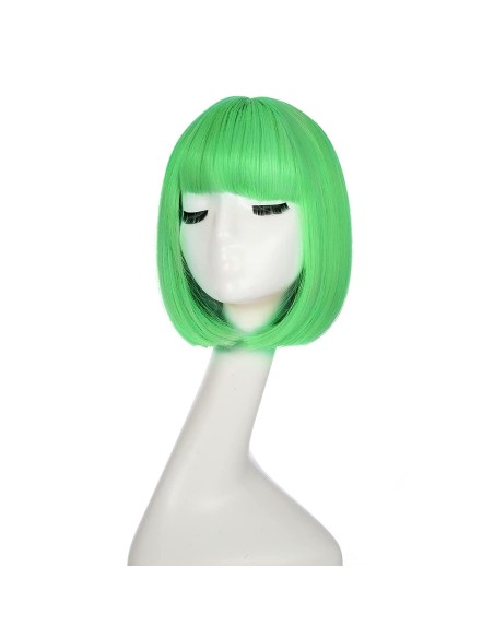 ⭐Peluca Corta Bob de fantasía Verde Menta Verde Claro, Verde Manzana para Fiestas