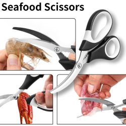 ⭐ Tijeras Especiales Comida de Mar Desvenador Camarón Acero Inoxidable