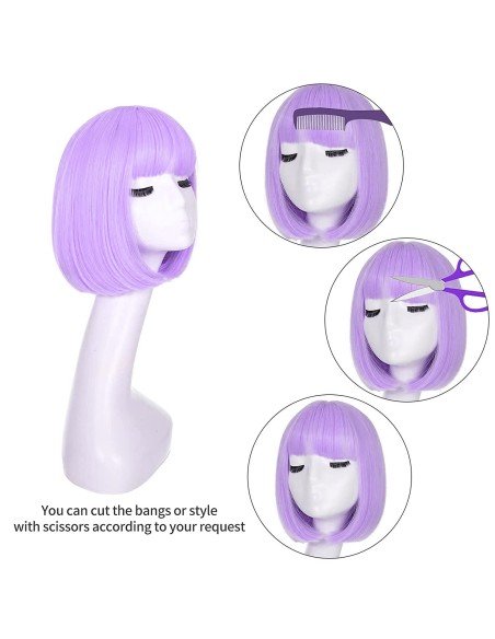 ⭐  Peluca Corta Bob en Fibras Ideal para Fiesta y Carnaval