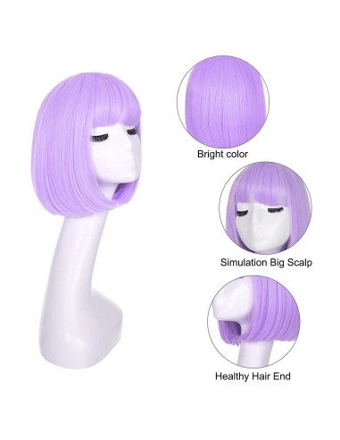 ⭐  Peluca Corta Bob en Fibras Ideal para Fiesta y Carnaval