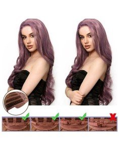 ⭐ Peluca Rizada Carrera al centro 70cm Kanekalon Front Lace Rojo Vino 2