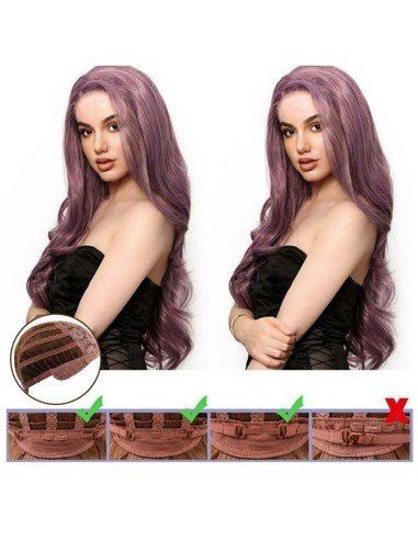 ⭐ Peluca Rizada Carrera al centro 70cm Kanekalon Front Lace Rojo Vino