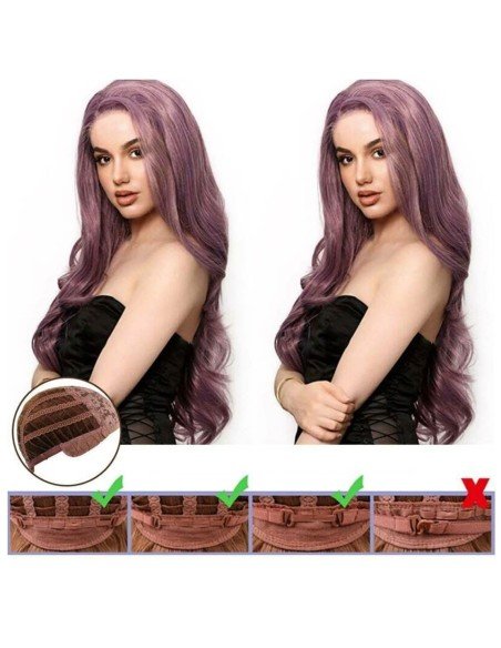 ⭐ Peluca Rizada Carrera al centro 70cm Kanekalon Front Lace Rojo Vino