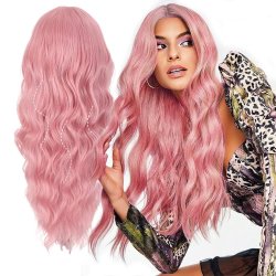 ⭐ Peluca Rizada Carrera al centro 70cm Kanekalon Front Lace Rojo Vino