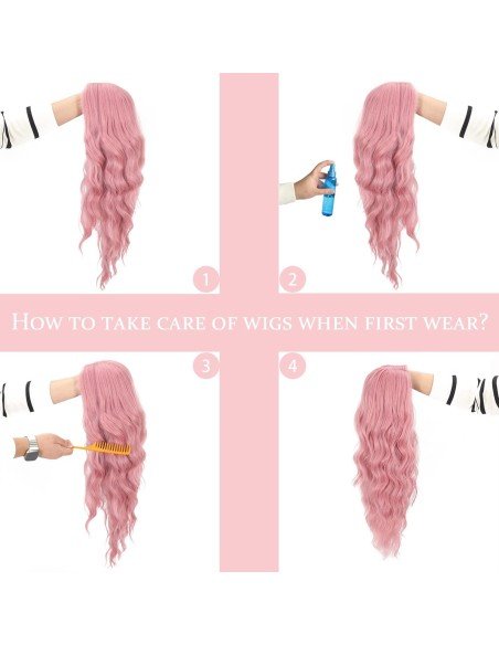 ⭐ Peluca Rizada Carrera al centro 70cm Kanekalon Front Lace Rojo Vino