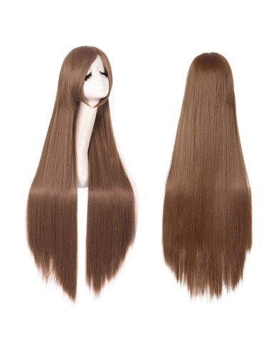 ⭐ Peluca de Kanekalon Lisa corte Recto 100 Cm Cosplay - Negro