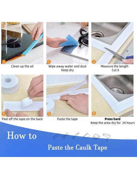 ⭐ Cinta Selladora de Calafateo en PVC baño cocina