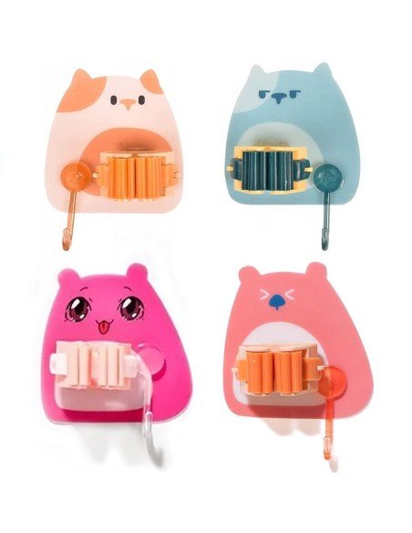⭐ Setx4 Organizador Soporte Escobas Multiusos Adorables Gatos