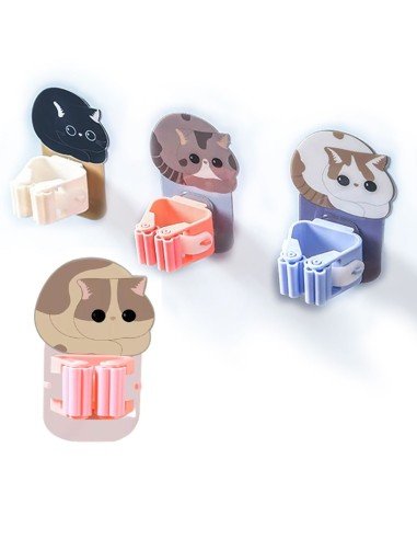⭐ Setx4 Organizador Soporte Escobas Multiusos Adorables Gatos