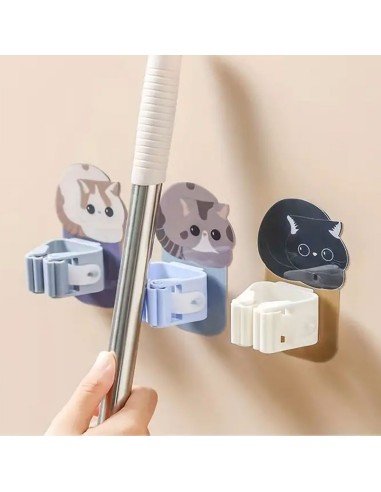 ⭐ Setx4 Organizador Soporte Escobas Multiusos Adorables Gatos