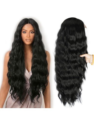 ⭐ Peluca Rizada Carrera al centro 70cm Kanekalon Front Lace Negrp