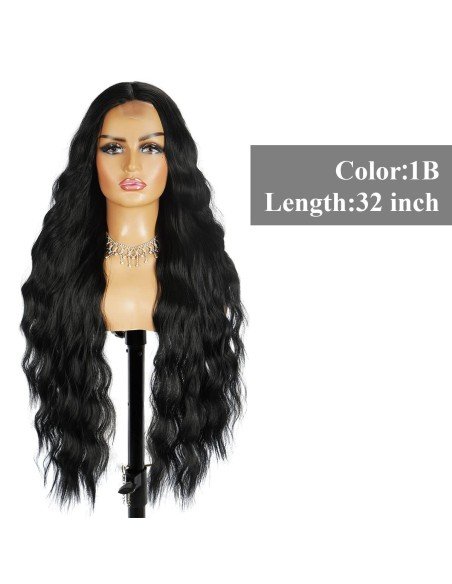 ⭐ Peluca Rizada Carrera al centro 70cm Kanekalon Front Lace Negrp ⭐ Peluca Rizada Carrera al centro 70cm Kanekalon Front Lace Negrp