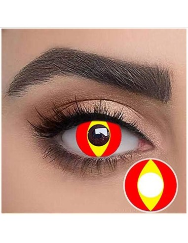 ⭐ Lentes Halloween Gato Fuego Amarillo Rojo Crazy de Pupila Vertical