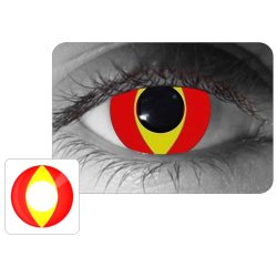 ⭐ Lentes Halloween Gato Fuego Amarillo Rojo Crazy de Pupila Vertical