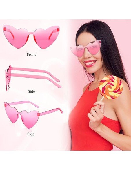 Gafas Fashion Party De Corazón Sol Rimless Moda Colores