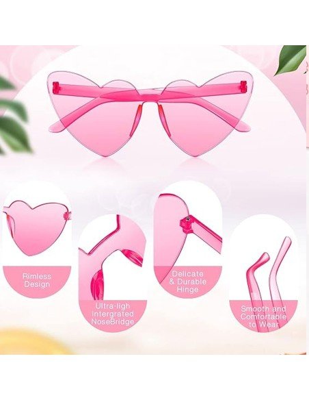 Gafas Fashion Party De Corazón Sol Rimless Moda Colores