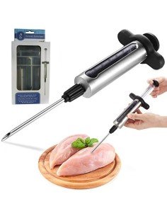 ⭐ Jeringa Inyector Sazonador De Carnes Agujas Adobar Pollo Pernil Pavo Relleno Cocina 2