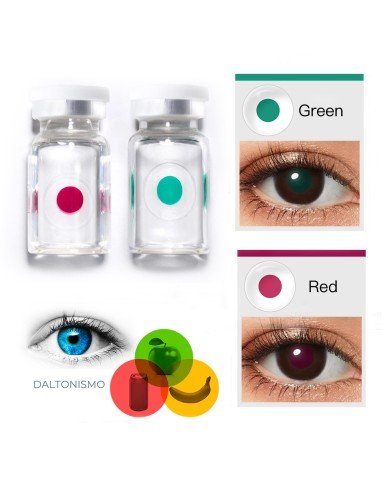 Lentes de contacto daltónicos defectos de vision de Color Rojo y verde