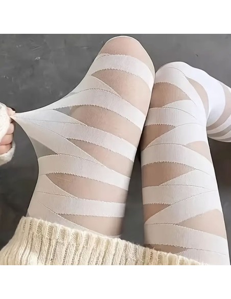 ✨ Panty medias veladas con vendas para Momia Zombie, brujas en halloween