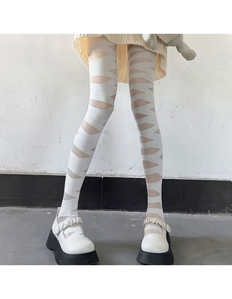 ✨ Panty medias veladas con vendas para Momia Zombie, brujas en halloween