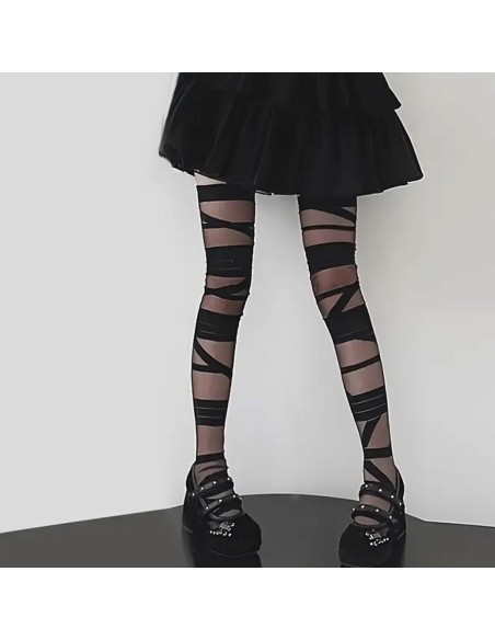 ✨ Panty medias veladas con vendas para Momia Zombie, brujas en halloween