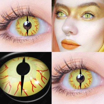 ⭐ Lentes Halloween Crazy Reptil Amarillo de pupila vertical
