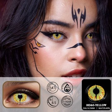 ⭐ Lentes Halloween Crazy Reptil Amarillo de pupila vertical