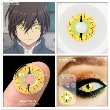 ⭐ Lentes Halloween Crazy Reptil Amarillo de pupila vertical