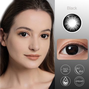 Lentes de Contacto Big Eyes Gris 14.5mm Borde Negro Efecto Ojos Grandes