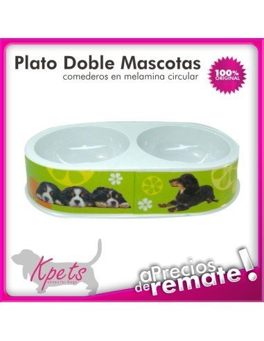 Comedero para mascotas plato doble diseño Circular en melamina