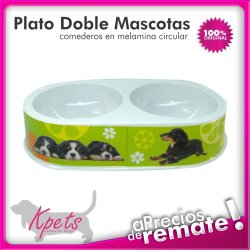 Comedero para mascotas plato doble diseño Circular en melamina