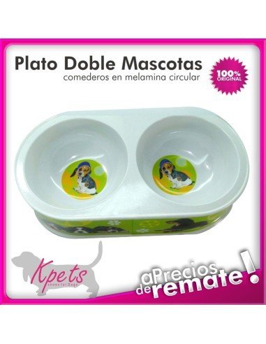 Comedero para mascotas plato doble diseño Circular en melamina