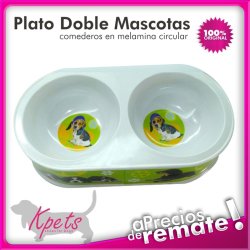 Comedero para mascotas plato doble diseño Circular en melamina