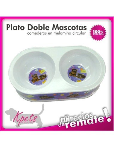 Comedero para mascotas plato doble diseño Circular en melamina