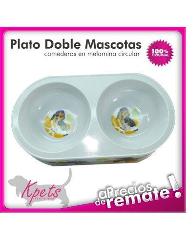 Comedero para mascotas plato doble diseño Circular en melamina