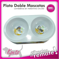 Comedero para mascotas plato doble diseño Circular en melamina