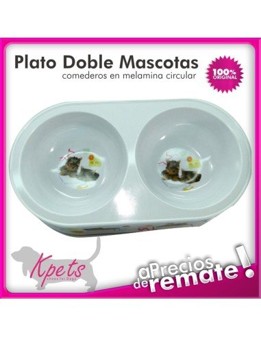Comedero para mascotas plato doble diseño Circular en melamina