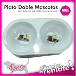 Comedero para mascotas plato doble diseño Circular en melamina