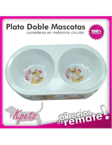 Comedero para mascotas plato doble diseño Circular en melamina