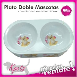 Comedero para mascotas plato doble diseño Circular en melamina