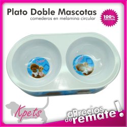 Comedero para mascotas plato doble diseño Circular en melamina