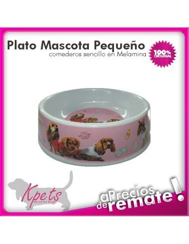 Comedero Pequeño para mascotas plato en melamina con diseño Circular