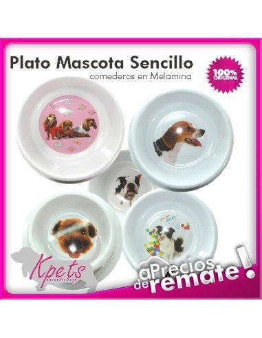 Comedero Mediano para mascotas plato en melamina con diseño Circular