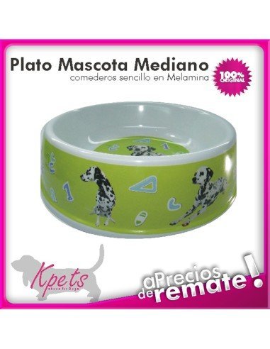 Comedero Mediano para mascotas plato en melamina con diseño Circular