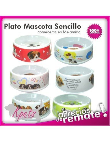 Comedero Grande para mascotas plato en melamina con diseño Circular