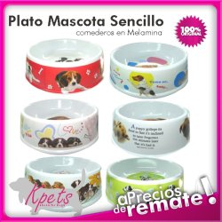 Comedero Grande para mascotas plato en melamina con diseño Circular