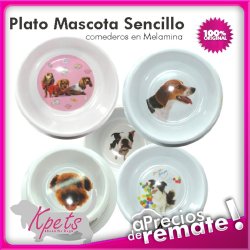 Comedero Grande para mascotas plato en melamina con diseño Circular