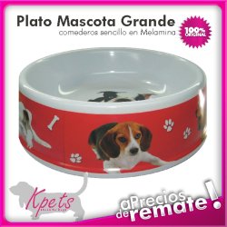 Comedero Grande para mascotas plato en melamina con diseño Circular