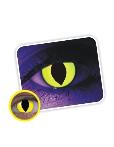 Lentes contacto UV Glow Crazy Neón Gato Amarillo